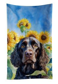 American Water Spaniel in Sunflowers Kitchen Towel Dish Cloths Guest Hand Towel Decorative Bathroom Towel for Face,Tea, Dishcloth, Kitchen and Ba