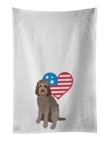 NEW Doodle Tricolor #3 Patriotic Kitchen Towel Set of 2 White Dish Towels Decorative Bathroom Hand towel for Hand, Face, Hair, Yoga, Tea, Dishclo