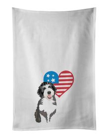 NEW Doodle Silver and White #1 Patriotic Kitchen Towel Set of 2 White Dish Towels Decorative Bathroom Hand towel for Hand, Face, Hair, Yoga, Tea