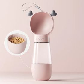 Dog Water Bottle; Portable Outdoor Pet Drink Water Bottle; Pet Supplies (Color: Cute Ears / Pink, Capacity: Water Bottle & Food Container 350ml+200ml)
